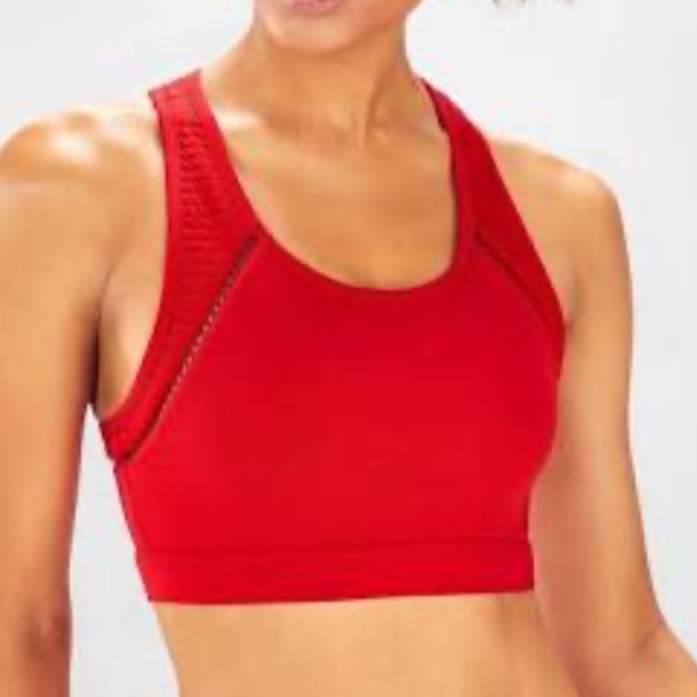 Fabletics red sports bra with inside pocket